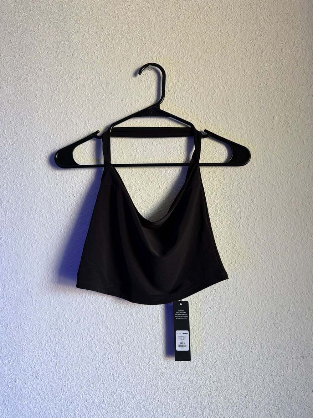 Kandace Cowl Neck Halter Crop Top Black Size L